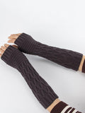 IFOMT Solid Color Keep Warm Jacquard Knitted Sleevelet