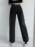 IFOMT Vintage Crossover Waist High Rise Boyfriend Jeans