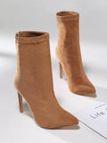IFOMT Pointed-Toe Solid Color Split-Joint Boots Pumps