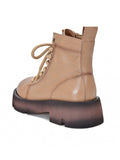 IFOMT Cow Leather Lace-Up Zipper Martin Booties