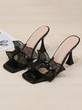 IFOMT Gauze Open Toe Ruffled Split-Joint Pumps Sandals Slippers