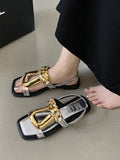 IFOMT Chains Open Toe Split-Joint Square-Toe Sandals