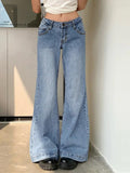 IFOMT Washed Low Waist Mopping Boyfriend Jeans