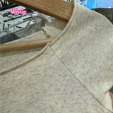 Ifomt Off Shoulder Slim Knit Crop Tops Long Sleeve Edge Curl Beige Gray Tight Autumn Sweater Y2K Streetwear Short Pullovers 2025 New
