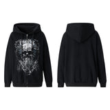 IFOMT Outfit Women Y2K Vintage Grunge Gothic Loose Coat Long Sleeve Skull Print Sweatshirt Outwear with Pocket Jacket with Zipper