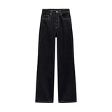 Ifomt Retro Belt Denim Pants Set Women Lapel Pockets Long Sleeved Jacket Zipper Straight Leg Jeans 2025 Spring High Street Female Sets