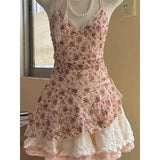 Ifomt Sweet Party Dresses Sling Goth Backless Sexy Slim Punk Vintage Harajuku Korea Print Lace Ball Gown Cute Y2k 2000s Emo Rock Dress