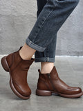 IFOMT Round-Toe Solid Color Zipper Boots