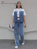 Ifomt Striped Short Sleeved Pants Sets Women Patchwork Lapel Zipper Jacket Elastic Waist Straight Trouser 2025 Summer Casual Lady Suit