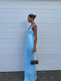 Ifomt Fashion Shinny Knitted Slim Long Dress For Women Sexy Sparkling Glitter V Neck Maxi Robes Ladies New Summer Beach Party Dresses