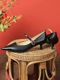 IFOMT Lace-Up Pointed-Toe Shallow Cut Split-Joint Pumps