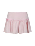 IFOMT Spring Outfits Sweet Y2K Kawaii Pink Bow Pleated Mini Lining Shorts Skirt Women Korean Cute 2000s Clothing