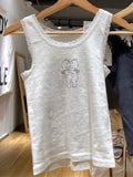 Ifomt Casual Women White Lace Edge Cartoon Printed Short Tanks 2025 Summer Fashion Ladies Casual Sleeveless Female Slim Y2k Tops