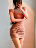 IFOMT Sexy Tight Half High Collar Pleated Waist Mini Dress Spicy Girls Slim Dresses Bodycon Women Vestidos Cortos Party Mujer Clothing