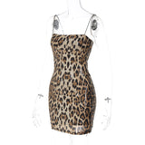 IFOMT Outfit  Leopard Print Sequins Sleeveless Mini Women Dress Autumn Elegant Party Prom Lady Wholesale Dropshippping Casual Clothes