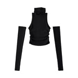 IFOMT 2024 New Spicy Girls Y2k Tops Oversleeve Sexy Turtleneck Tank Top for Women's Slim Fit Short tshirt Skinny Streetwear Crop Top