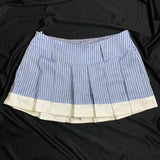 Ifomt Y2k summer Europe and the United States blue stripes pure high-waisted pleated skirt skirt preppy summer skirt stripes patchwork Casual Outfit