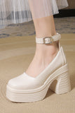 IFOMT Thick sole heightening buckle strap thick heel high heels