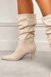 IFOMT New Fashion Spring Outfit Suede Pointed Toe Pleated Stiletto Heels Ankle Boots