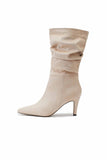 IFOMT New Fashion Spring Outfit Suede Pointed Toe Pleated Stiletto Heels Ankle Boots