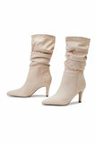 IFOMT New Fashion Spring Outfit Suede Pointed Toe Pleated Stiletto Heels Ankle Boots