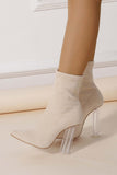 IFOMT New Fashion Spring Outfit Crystal Heel Stretch Mid Calf Skinny Boots