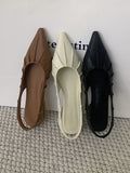 IFOMT Pleated Pointed-Toe Solid Color Split-Joint Sandals Sling Shoes