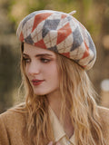 IFOMT Vintage Wool Contrast Color Beret Hat