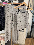 Ifomt Grey Skull Print Tank Camis + Straight Pant Set Two Piece Set For Women Retro Y2K Summer Vest 2025 New Home Casual Female Suit