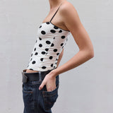 IFOMT Outfit Womens Elegant Cute Slim Fitted Square Neck Camisoles Summer Sleeveless Open Back Dot Print Tank Tops Vest Streetwear