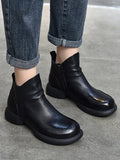 IFOMT Round-Toe Solid Color Zipper Boots
