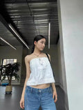 Ifomt Hollow Out White Fashion Camisole 2025 New Embroidery Sweet Chic Loose Sleeveless Tops Halter-neck Holiday Streetwaer Y2K Tops