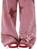 IFOMT Vintage Star Print Embroidery Boyfriend Jeans