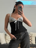 IFOMT Outfits Lace V Neck Sleeveless Lace Up Tank Top Slim Summer Y2K Streetwear Sexy Fashion Wholesale Casual Clothes