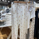 Ifomt Polka Dot Litter Bear Cute Homewear Casual Pant Elastic Waist Straight Long Trouser Comfort Sleepwear Spring Summer Pants 2025