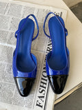 IFOMT Contrast Color Pointed-Toe Round Cut Sling Shoes