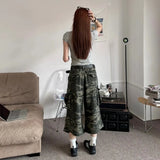 Ifomt American Camouflage Jeans Men's and Women's High Street Loose Straight Leg Casual Versatile Seven-minute Denim Pants Male Casual Outfit