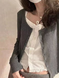 Ifomt Casual Women Soft Cotton White Slim Cardigan Camis 2025 Spring Fashion Ladies Sleeveless Female Bow Ornament Chic Tops