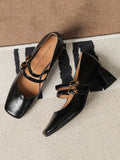 IFOMT Lace-Up Shallow Cut Square-Toe Pumps
