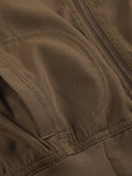 IFOMT Vintage Brown Zip Up Slim Short Jacket