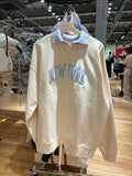 Ifomt BOSTON Letter Patch Embroidery Winter Sweatshirt Round Neck Retro Y2K Autumn Pullovers Top Harajuku Streetwear Navy Blue Hoodie