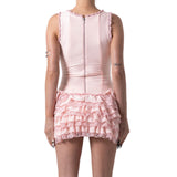 Ifomt hirigin Women Coquette Bodysuit Square Neck Sleeveless Slim Overalls Summer Short Playsuit Y2k Kawaii Lace Multi-layers Romper ootd outfit idea