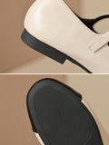 IFOMT Belt Buckle Round-Toe Split-Joint Flat Shoes Mary Janes