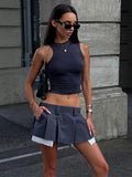 IFOMT Y2K Skirts Women Cotton Low Waist Pleated Mini Skirts  Summer Harajuku Streetwear Pocket With Belts Micro SkirtChristmas Gifts