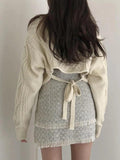 IFOMT Solid V Neck Tie Back Loose Sweater