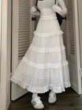 IFOMT High quality White Cute Skirts for Women Summer High Waisted A-line Skirt Long Skirt Hook Flower