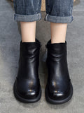 IFOMT Round-Toe Solid Color Zipper Boots