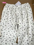 Ifomt American Retro Straight Pants Little Rabbit Print Cute Chic Long Pants Cotton Elastic Waist Homewear Casual Summer Trouser Women