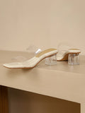 IFOMT Open Toe Split-Joint Square-Toe Transparent Pumps Sandals Slippers