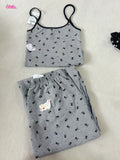 Ifomt Grey Skull Print Tank Camis + Straight Pant Set Two Piece Set For Women Retro Y2K Summer Vest 2025 New Home Casual Female Suit